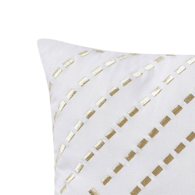 Metallic Embroidered Diamond Square Throw Pillow White gold Vcny Home