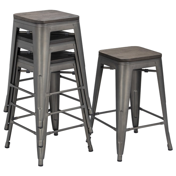 Topeakmart Bar Stool， Gunmetal， Set of 4