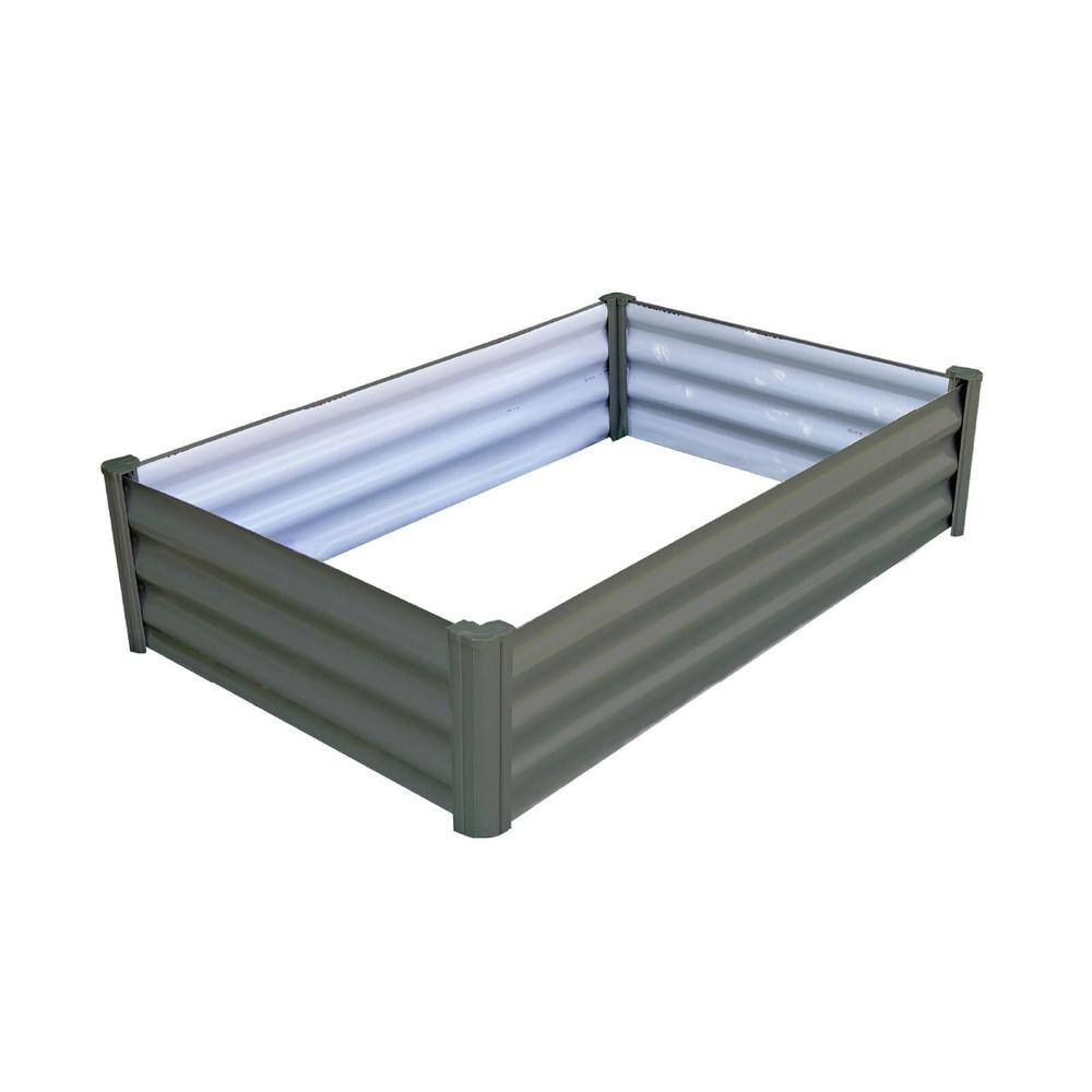 THE ORGANIC GARDEN CO. 48 in. W x 36 in. D x 12 in. H Woodland Gray Galvanized Metal Raised Garden Bed AB1304