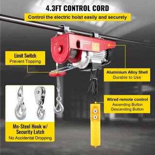 VEVOR Lift Electric Hoist 440 lbs. Remote Control Electric Winch Overhead Crane 110-Volt for Factories Warehouses Construction 440LBSDDHL0000001V1