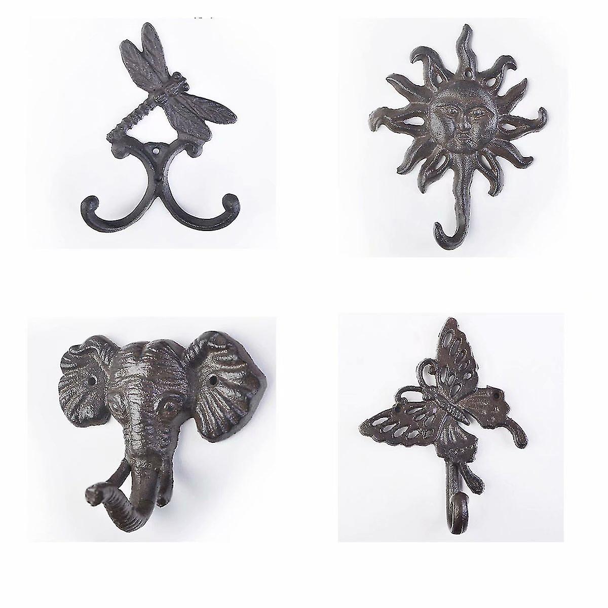 Wall Animal Wrought Iron Cast Iron Strong Load-bearing Hook 4 Pieces