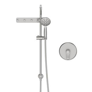 INSTER LOTUS 6-Spray Pressure Balance Handheld Showerhead with Wall Bar and Towel Hooks in Brushed Nickel (Valve Included) HDGS0004A2NS