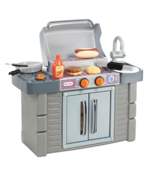 Little Tikes Cook 'n Grow BBQ Grill 8-Piece Pretend Play Kitchen Toys Playset, Gray, For Kids Toddlers Boys Girls Ages 2 3 4+