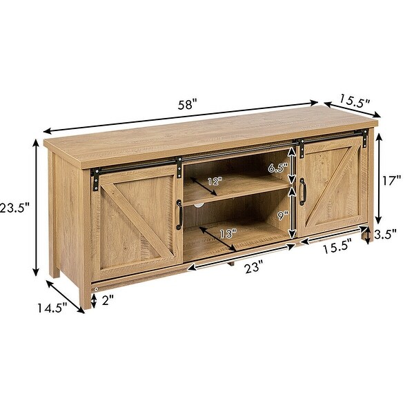 TV Stand with Cabinet Sliding Barn Door - 58