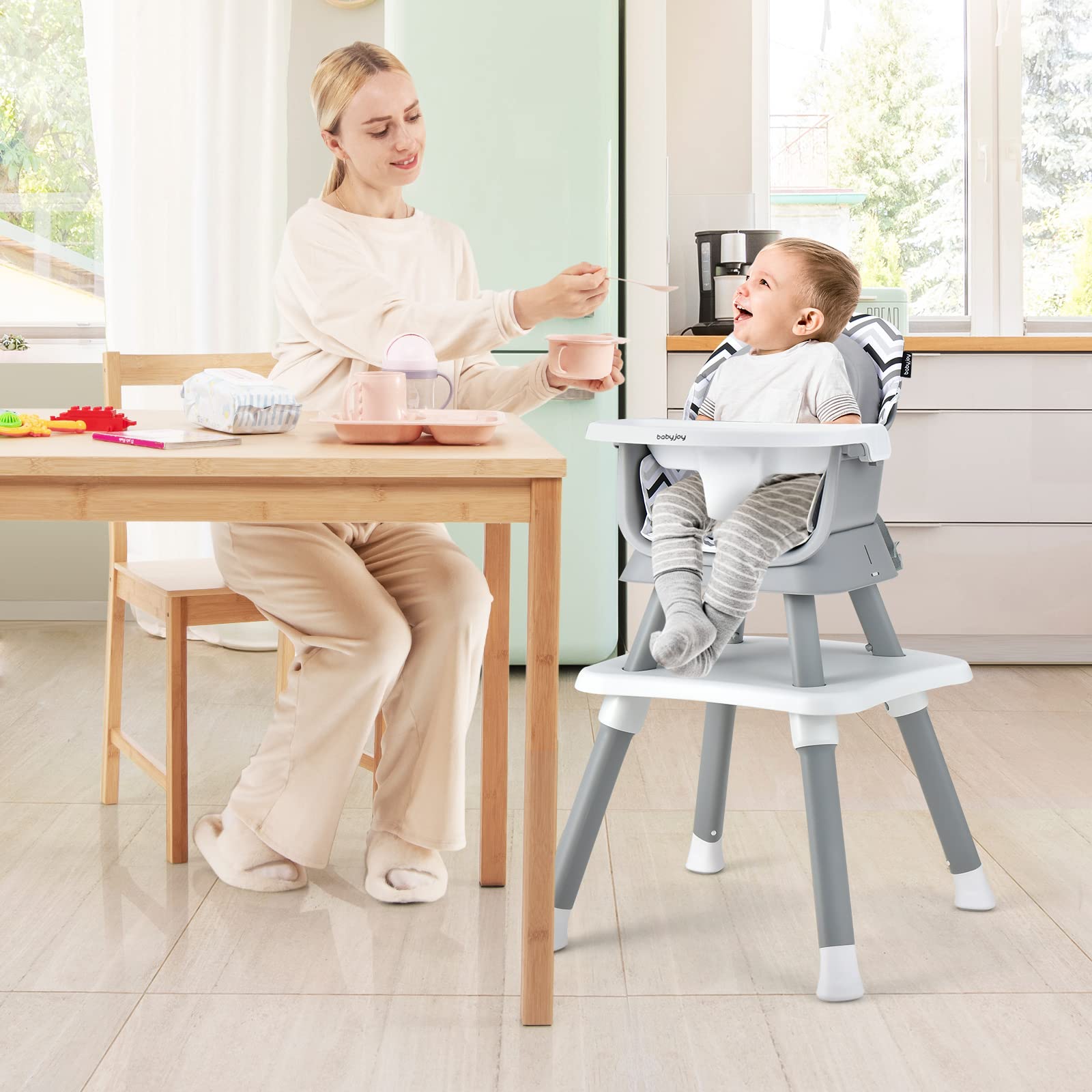 Costzon Baby High Chair, 8 in 1 Convertible Highchair for Babies & Toddlers