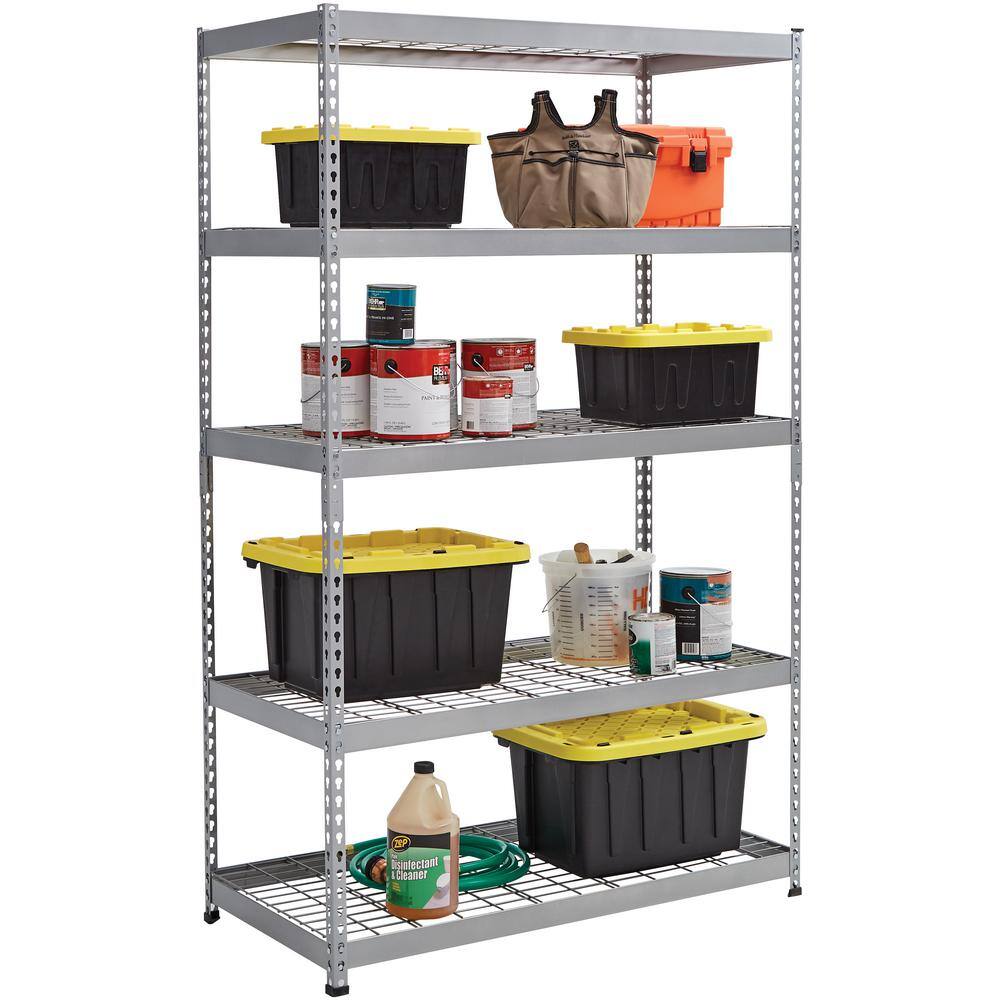 Husky 5-Tier Heavy Duty Steel Garage Storage Shelving Unit in Silver (48 in. W x 78 in. H x 24 in. D) MR482478W5