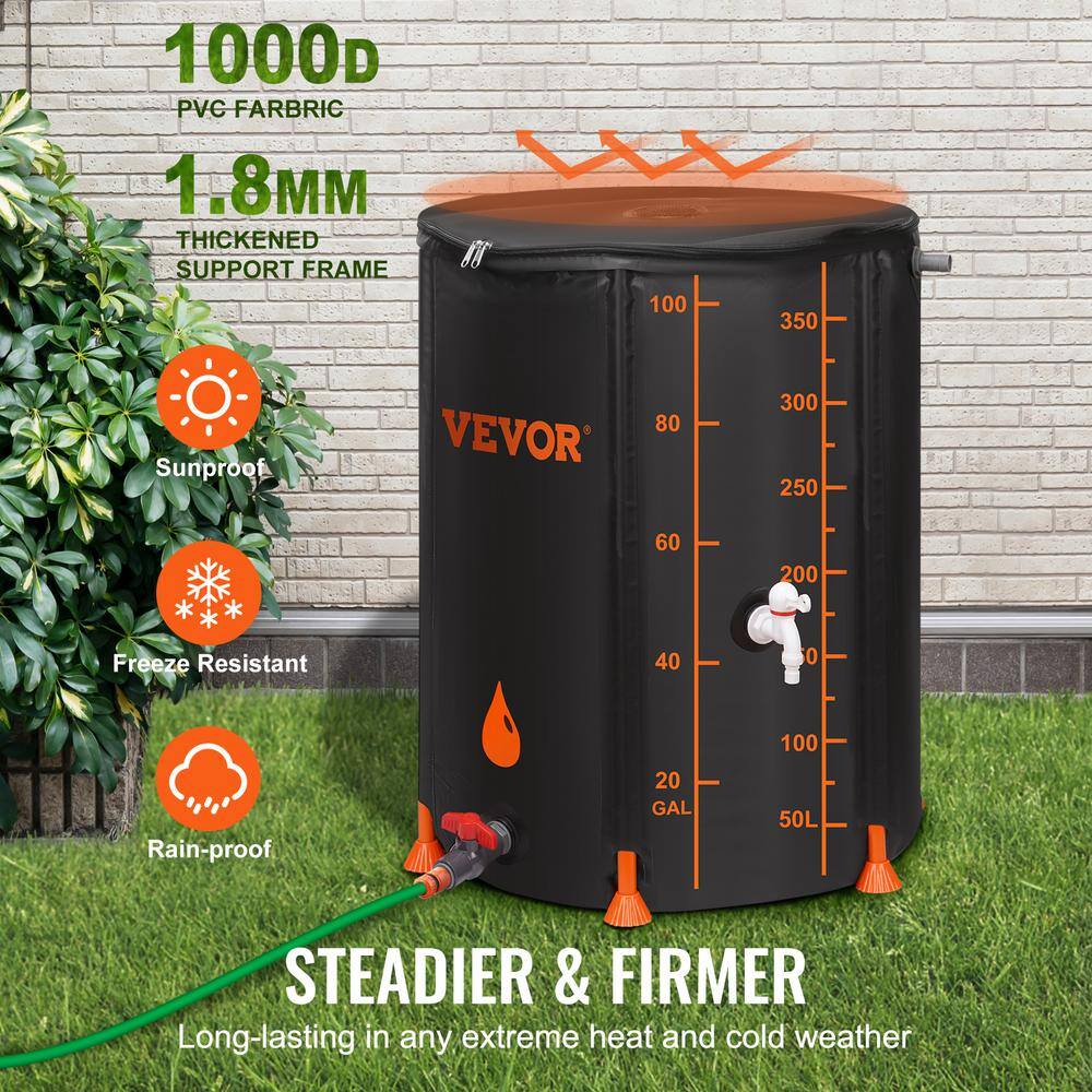 VEVOR 100 Gal. Rain Barrel 1000D PVC Rainwater Collection System Water Tank Storage Container for Garden Water Catcher ZDYSTJL100PVCHTGYV0