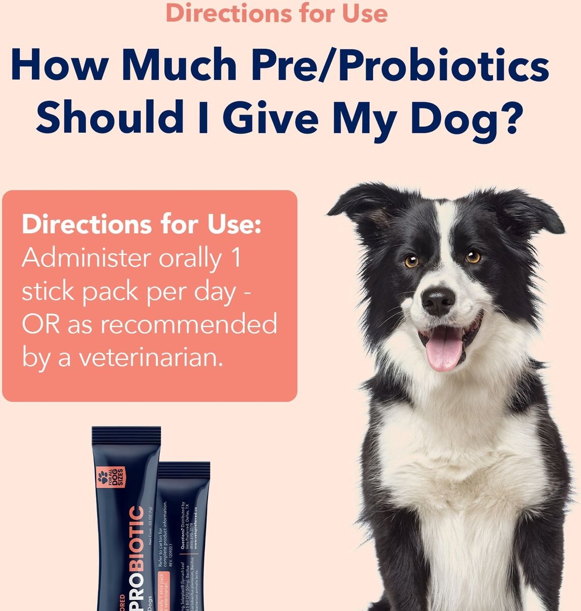 Vets Preferred Pre/Probiotic Chicken Flavored Powder Digestive Supplement for Dogs， 30 count