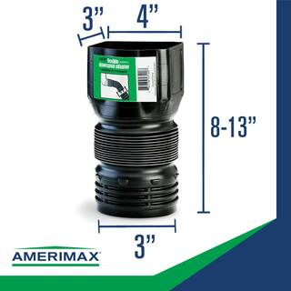 Amerimax Home Products FLEX Drain 3 in. x 4 in. x 4 in. Black Copolymer Downspout Adapter ADP53102