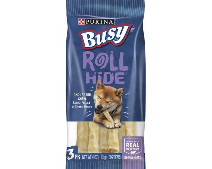 Purina Busy Rollhide Small/Medium Dog Treats， 3 Count Pouch