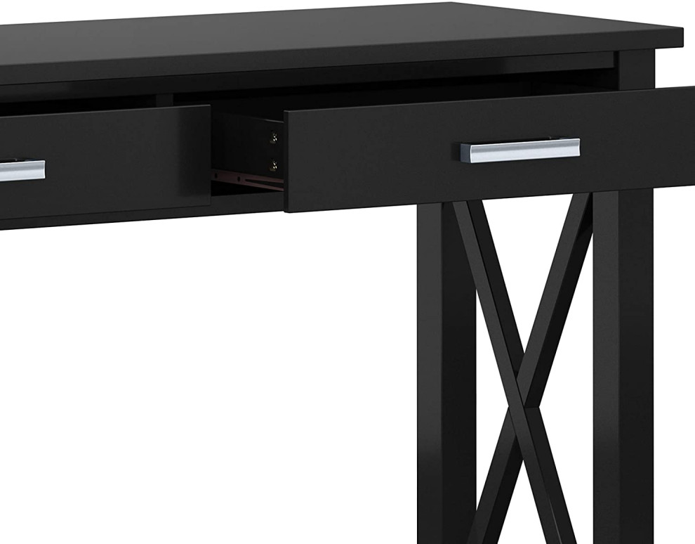 Elegant Console Table  X Shaped Sides  ampDrawers With Chrome Pull Handles  Black   Transitional   Console Tables   by Decorn  Houzz