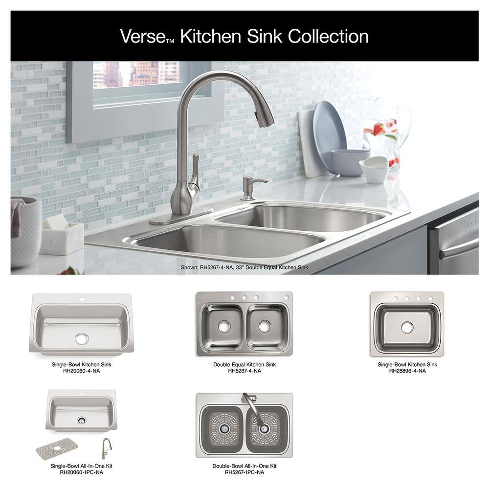 KOHLER Verse Stainless Steel 25 in. Single Bowl Drop-In Kitchen Sink K-RH28896-4-NA