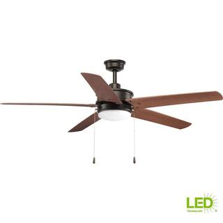 Progress Lighting Whirl Collection 60 in. LED Antique Bronze IndoorOutdoor Ceiling Fan P2574-2030K