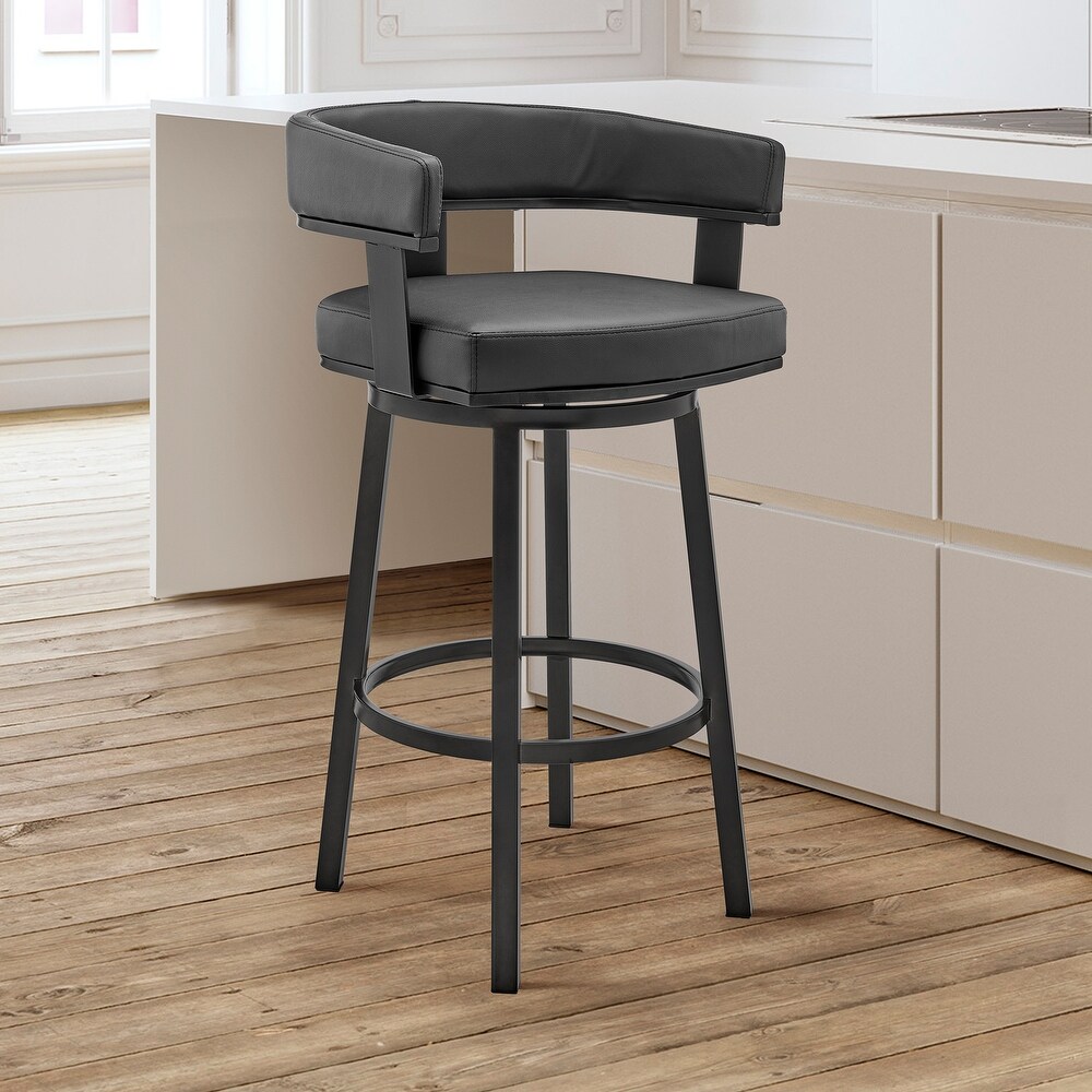 Cohen Modern Upholstered Faux Leather Swivel Bar or Counter Stool with Metal Legs