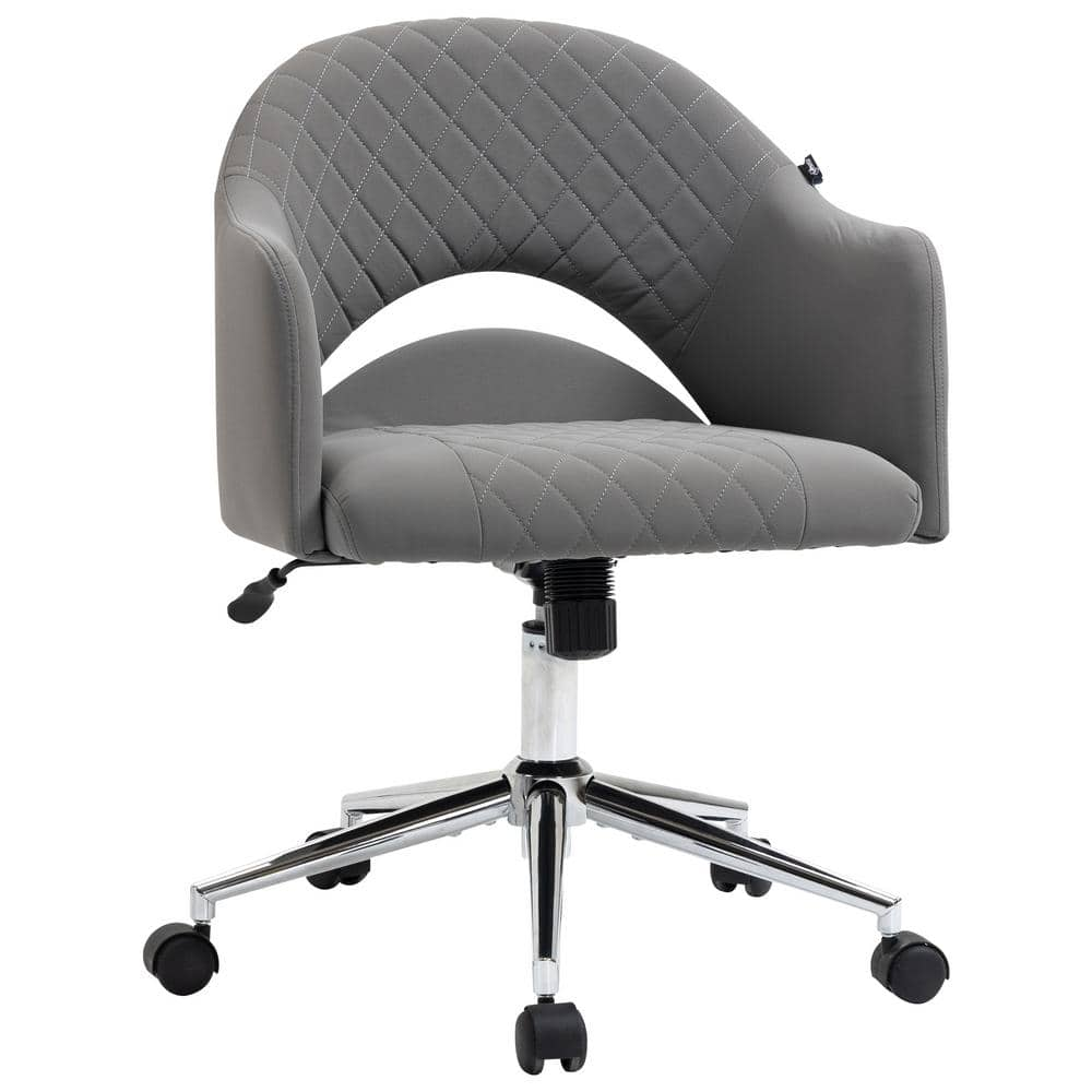 Vinsetto Grey, Ergonomic Office Chair with Swivel, Hollow Mid-Back Computer Desk Chair with Adjustable Height and Back Tilt 921-461LG