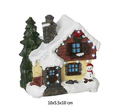 Christmas Village House With Snowman And Led Lights