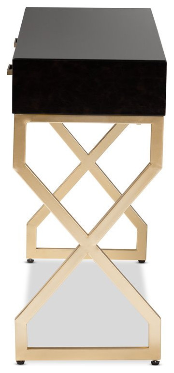 Baxton Studio Carville Modern 2 Drawer Wood Console Table in Dark Brown and Gold   Contemporary   Console Tables   by HedgeApple  Houzz