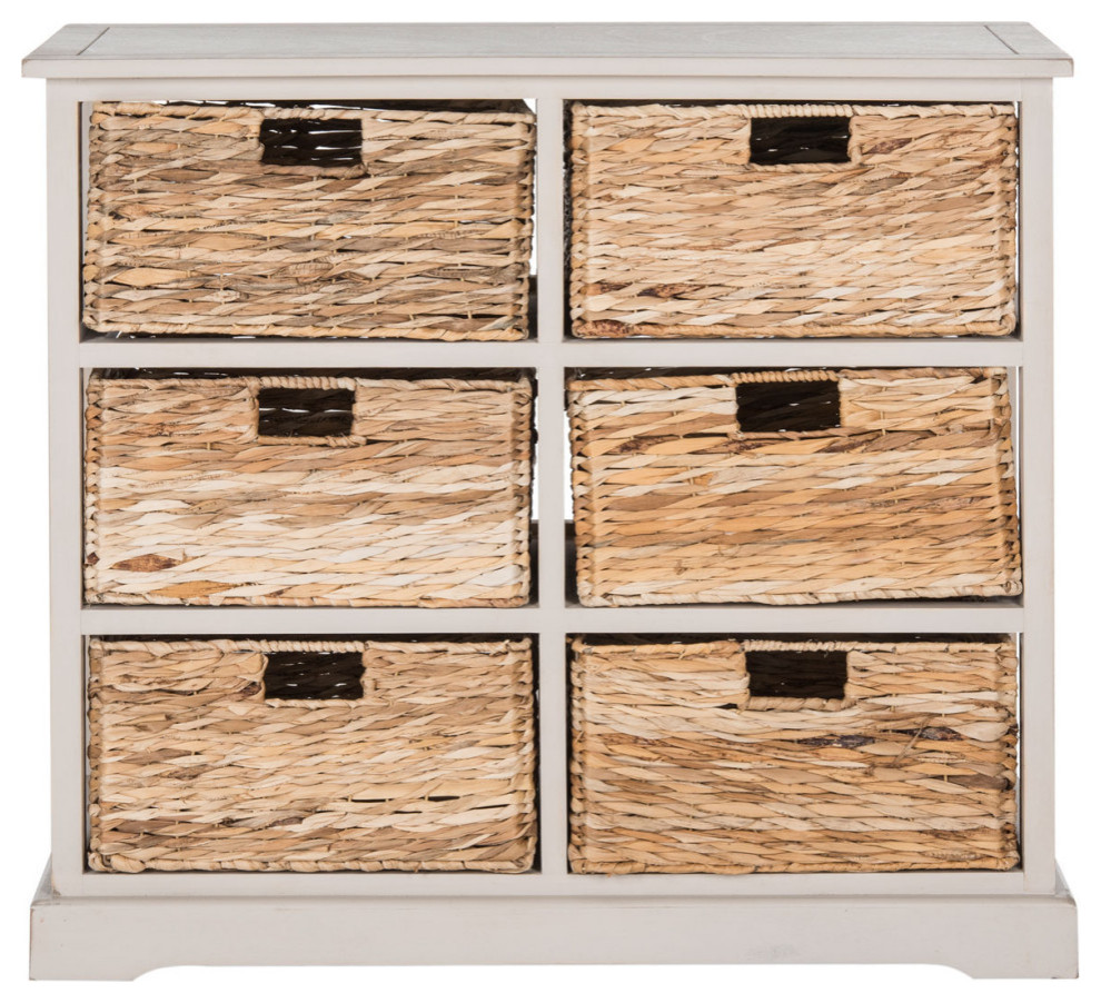 Nina 6 Wicker Basket Storage Chest Vintage Grey   Modern   Accent Chests And Cabinets   by Virgil Stanis Design  Houzz