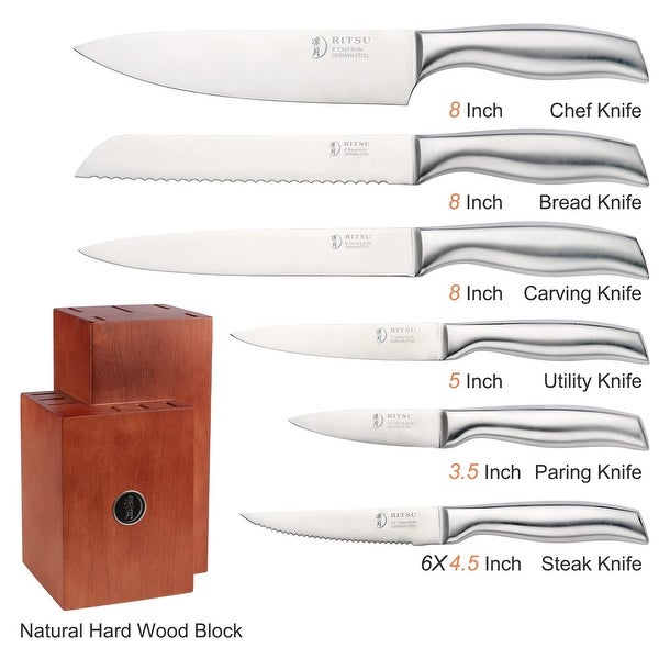 12 Pieces German Steel Knife Set With Block And Steak Knives