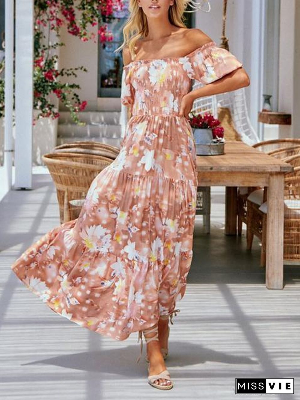 Bohemia Flower Print Long Dress