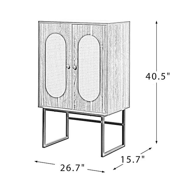 2-Door Accent Cabinet with Interior Shelves and Black Metal Base