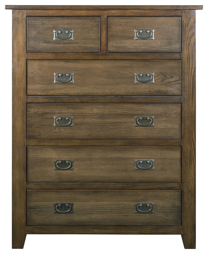 Mission Quarter Sawn Oak 6 Drawer Chest of Drawers  Dresser   Transitional   Accent Chests And Cabinets   by Crafters and Weavers  Houzz