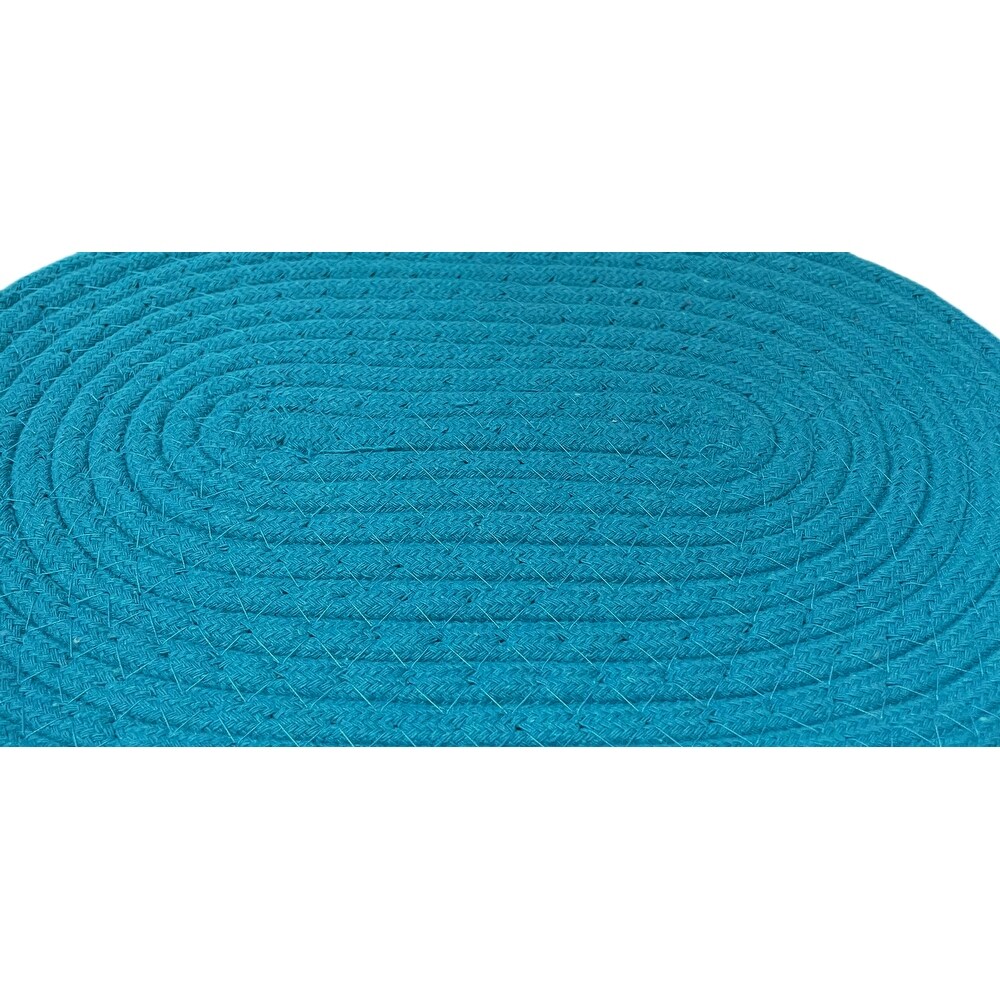 Blue Extra Thick Woven Trivet Oval Placemats Natural Cotton Hot Potholder Mat Heat Resistant   12\