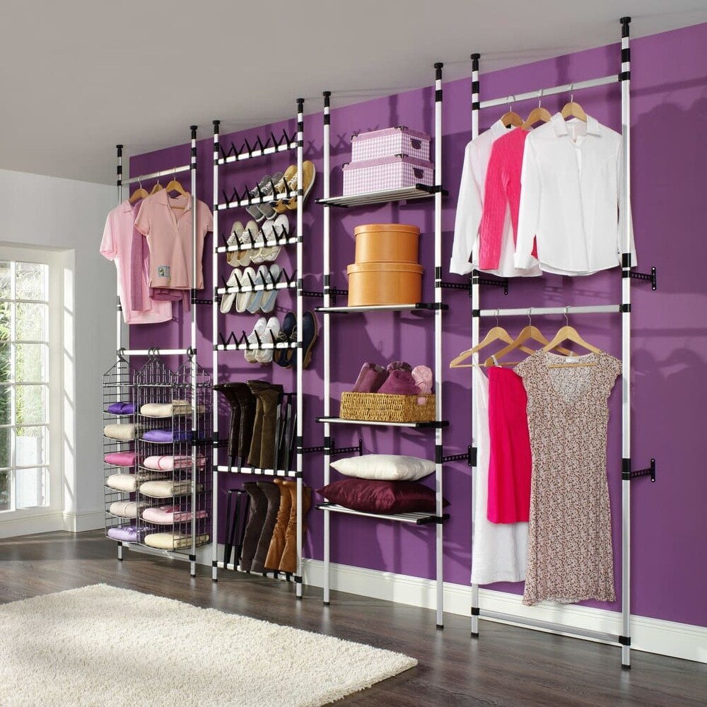 vidaXL Telescopic Wardrobe System with Rods Aluminum   25.6\