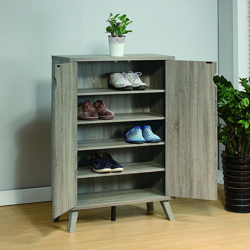 FC Design Dark Taupe Shoe Cabinet with 5 Removable Shelves Storage Organizer with Spacious Top