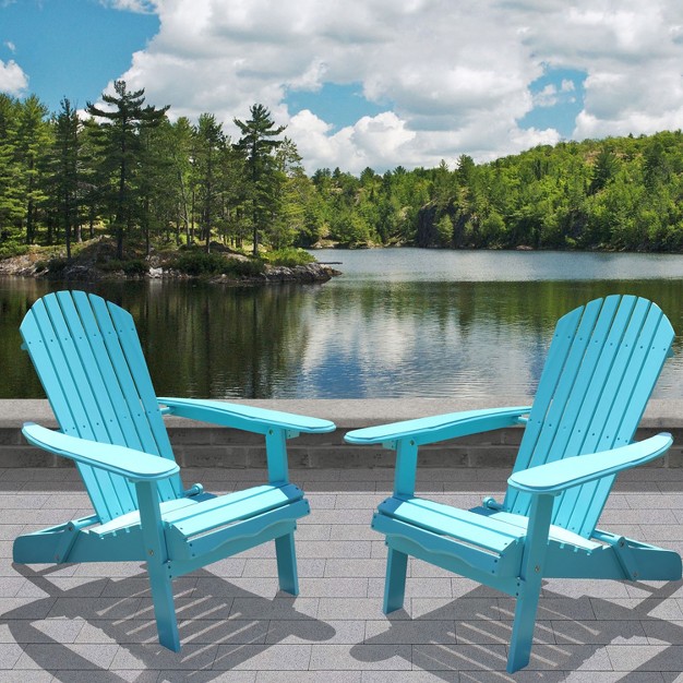 Northbeam Outdoor Lawn Garden Portable Foldable Wooden Adirondack Accent Chair Deck Porch Pool And Patio Seating With 250 Pound Capacity Teal