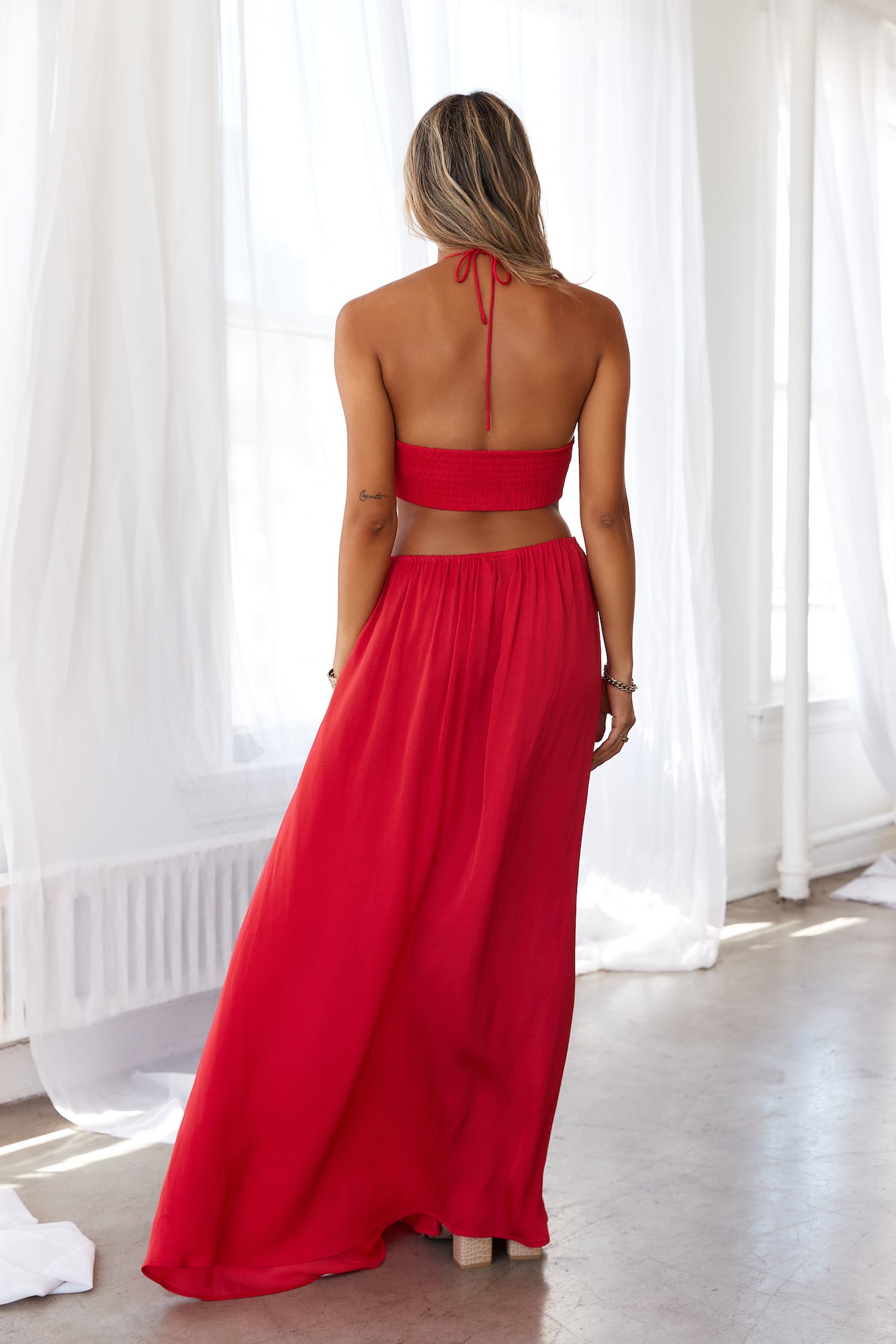 HELLO MOLLY Keep It Flowing Maxi Dress Red