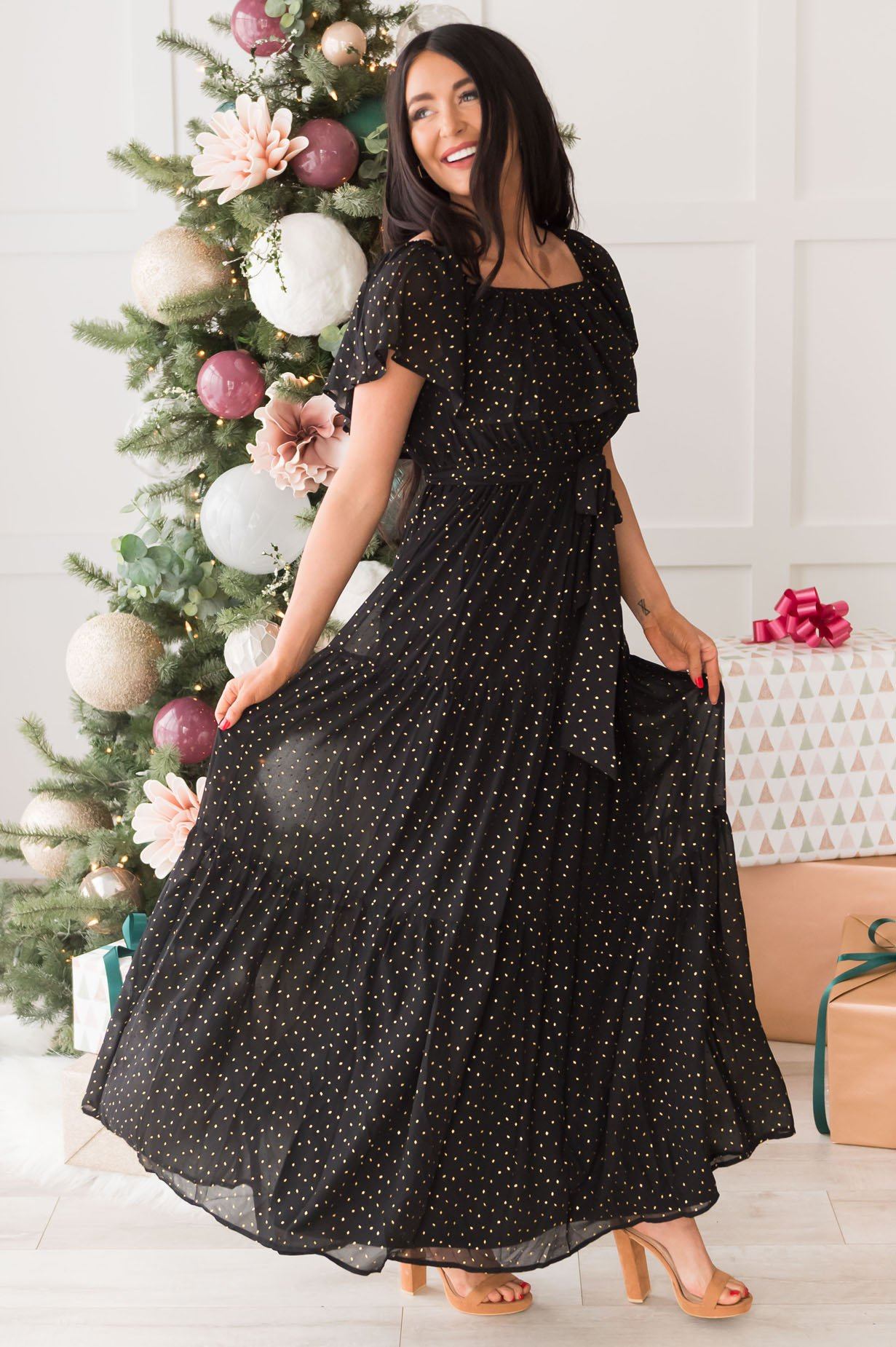 The Caroling Diamond Confetti Modest Maxi