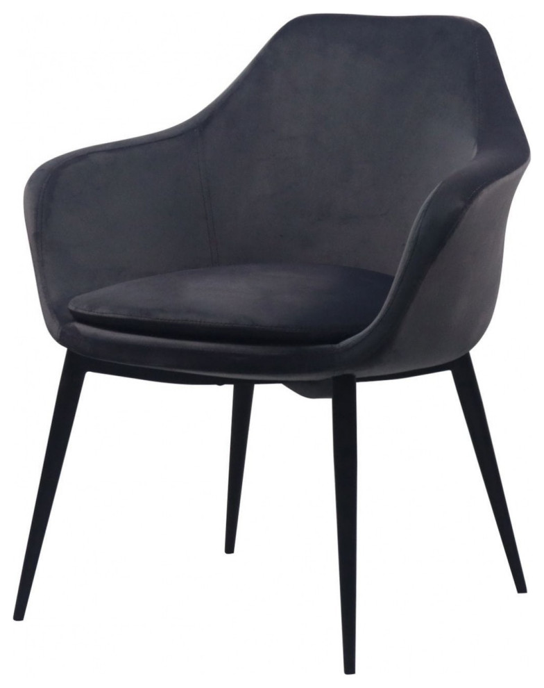 Gray Black Velvet Dining Chair   Midcentury   Dining Chairs   by HomeRoots  Houzz