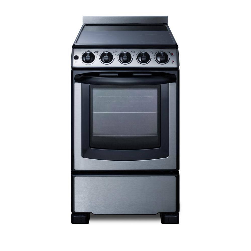 Summit Appliance 20 in. 2.3 cu. ft. Slide-In Electric Range in Stainless Steel REX2071SSRT