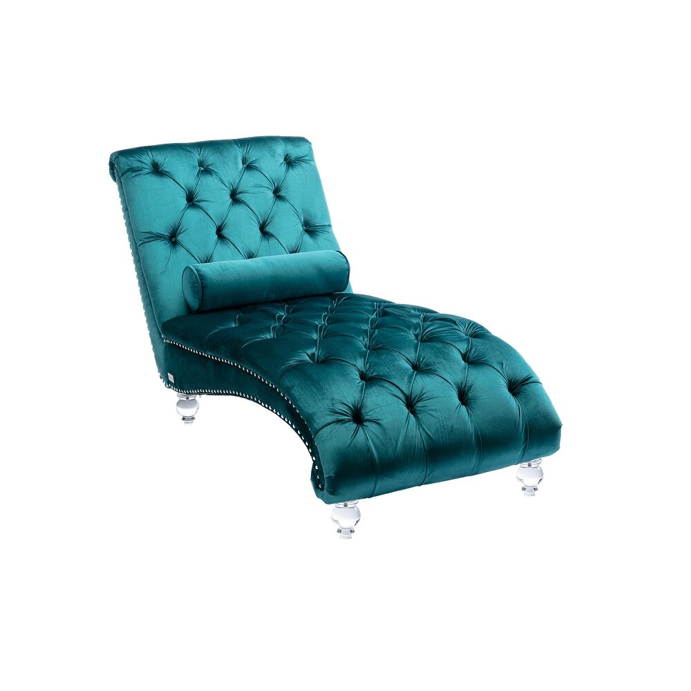 Velvet Concubine Sofa Chaise Reclining Lounger Sofa with Acrylic Feet