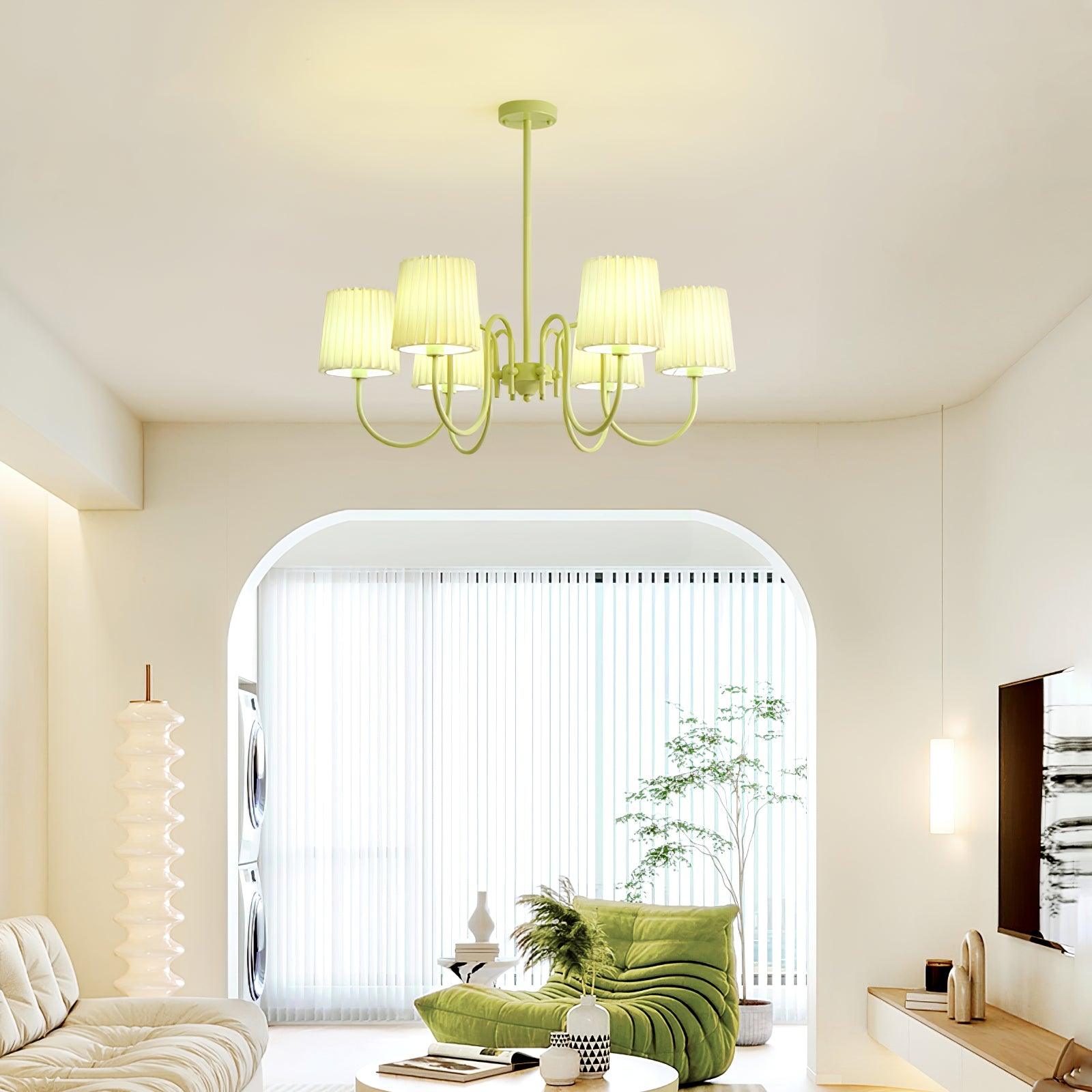 Pleated Fabric Matcha Chandelier