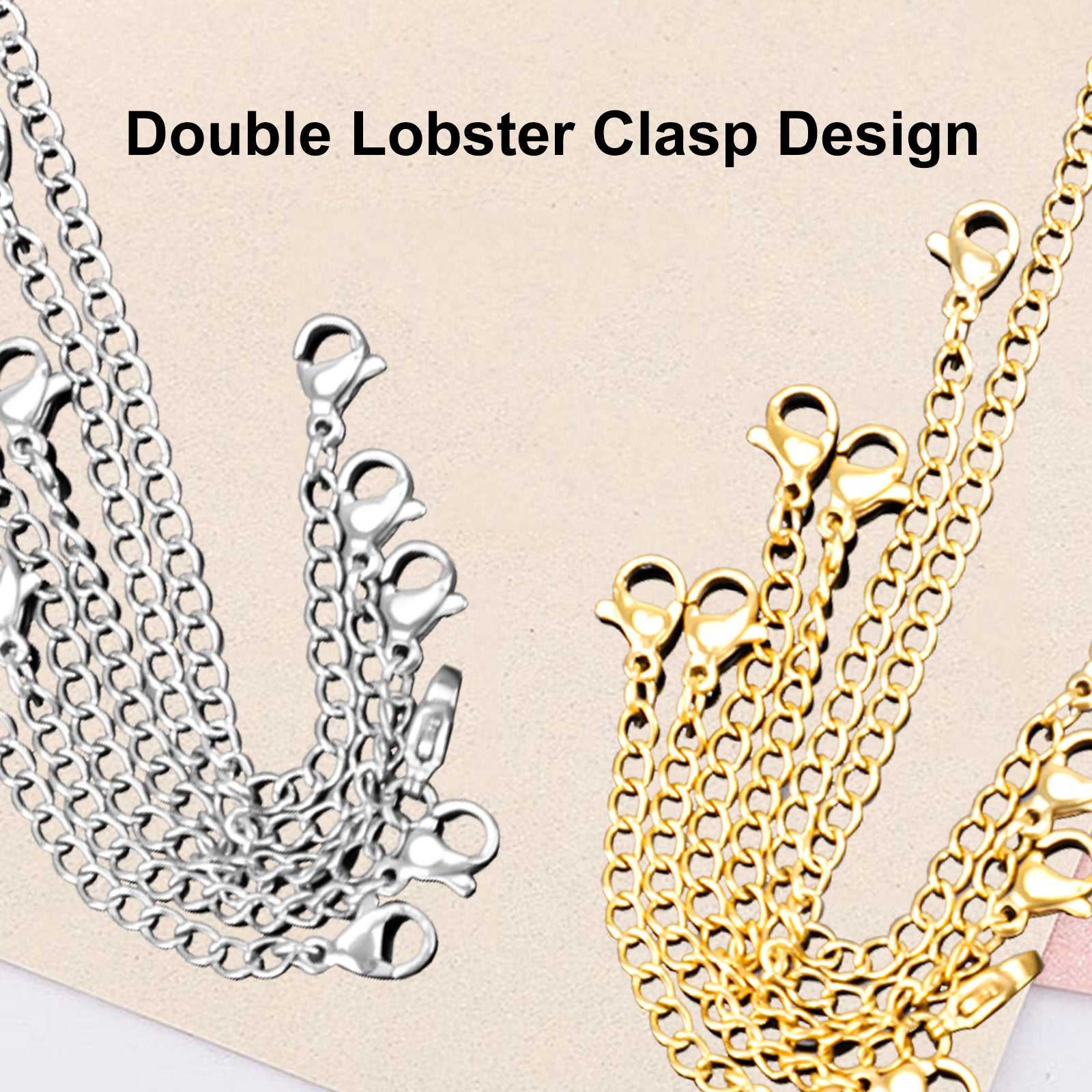 24pcs Necklace Extender, TSV Stainless Steel Bracelet Extender Chain Set with Lobster Clasps Closures, Extensions 2