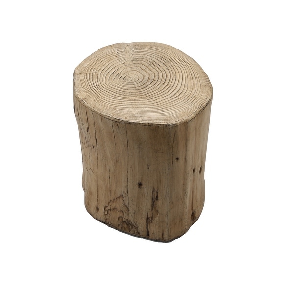 Outdoor Faux Wood Stump Side Table Coffee Table， Side Table， End Table Accent Table Round Light Brown