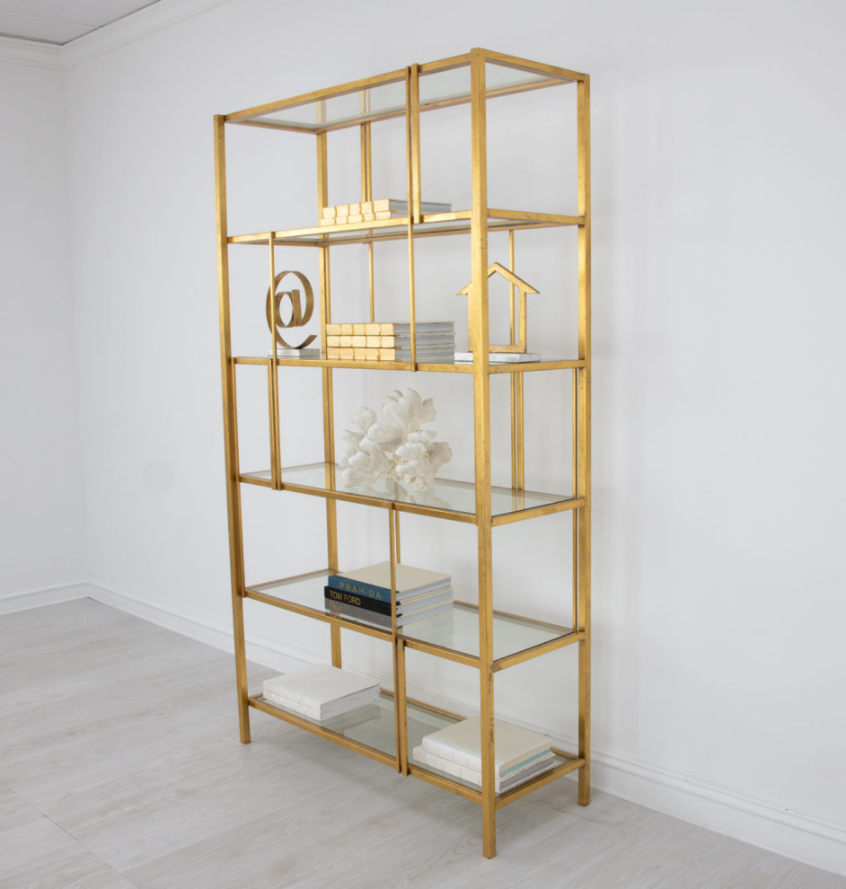 Yadira Gold Modern Shelf   Contemporary   Bookcases   by Peachtree Fine Furniture  Houzz