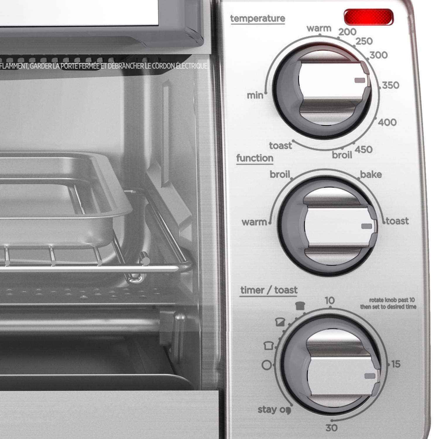 Black+Decker Stainless Steel Silver Toaster Oven 9.33 in. H X 11.97 in. W X 17.2 in. D