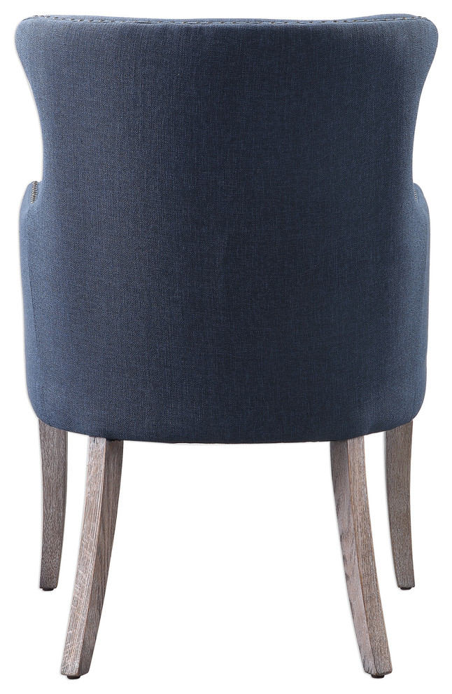 Yareena Blue Wing Chair   Transitional   Armchairs And Accent Chairs   by Ownax  Houzz