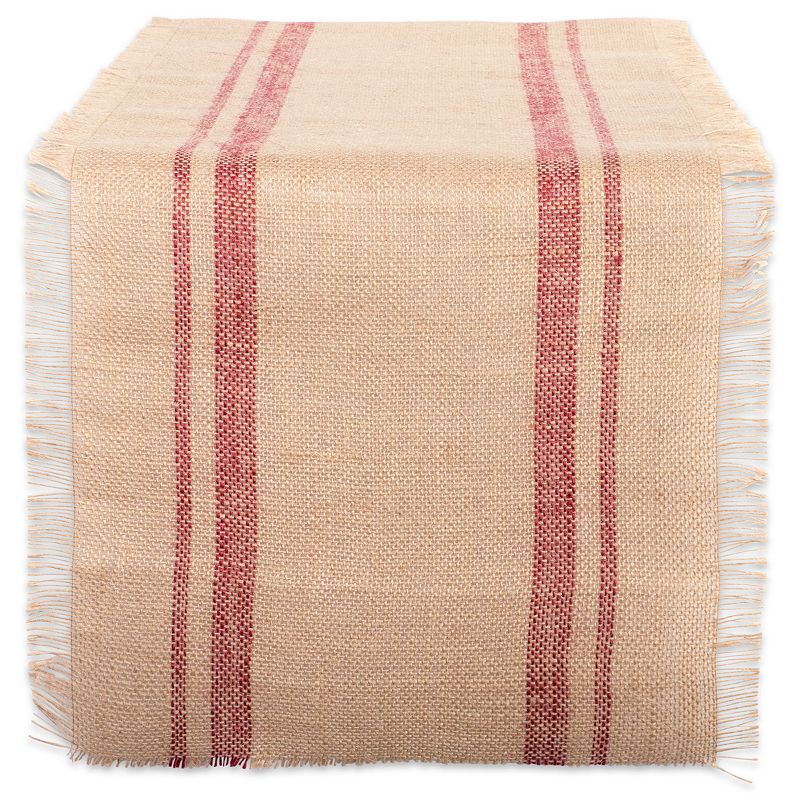 108 Beige and Red Rectangular Double Border Table Runner