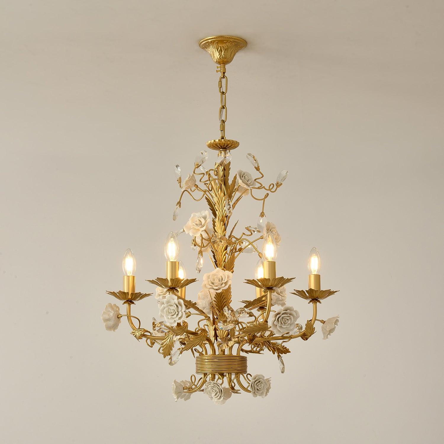 White Rose Crystal Chandelier