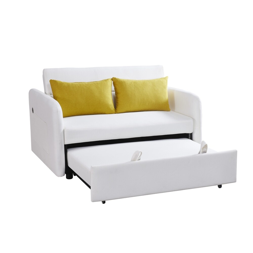 Modern Sofa with Pull Out Sleeper Bed Adjustable Backrest for Living Room