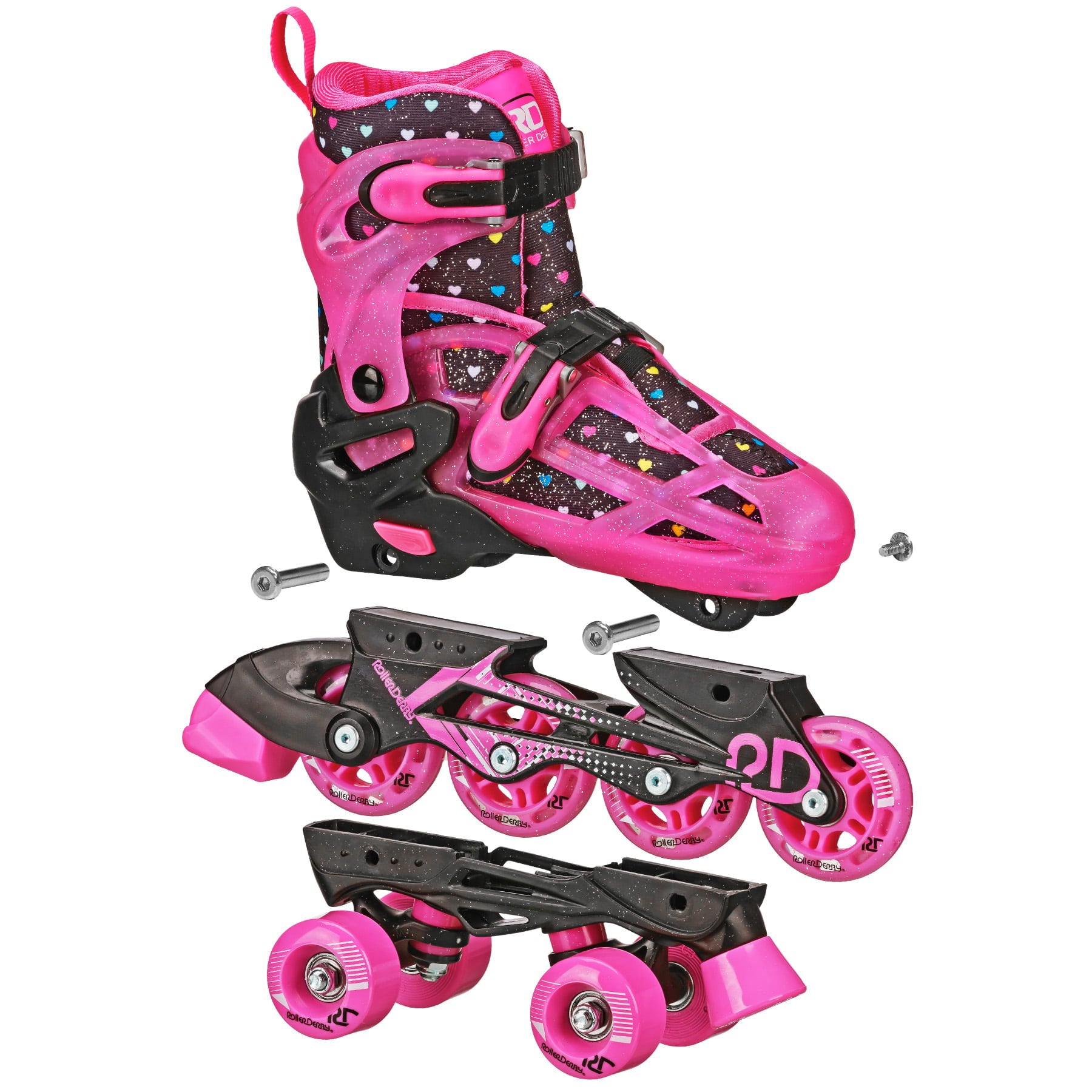 Roller Derby 2n1 Adjustable Roller/Inline Girls Skates Medium (3-6)