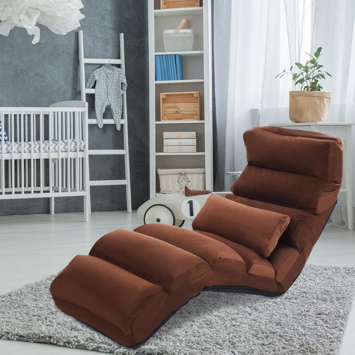 Folding Lazy Sofa Chair Stylish Sofa Couch Beds Lounge Chair W/Pillow