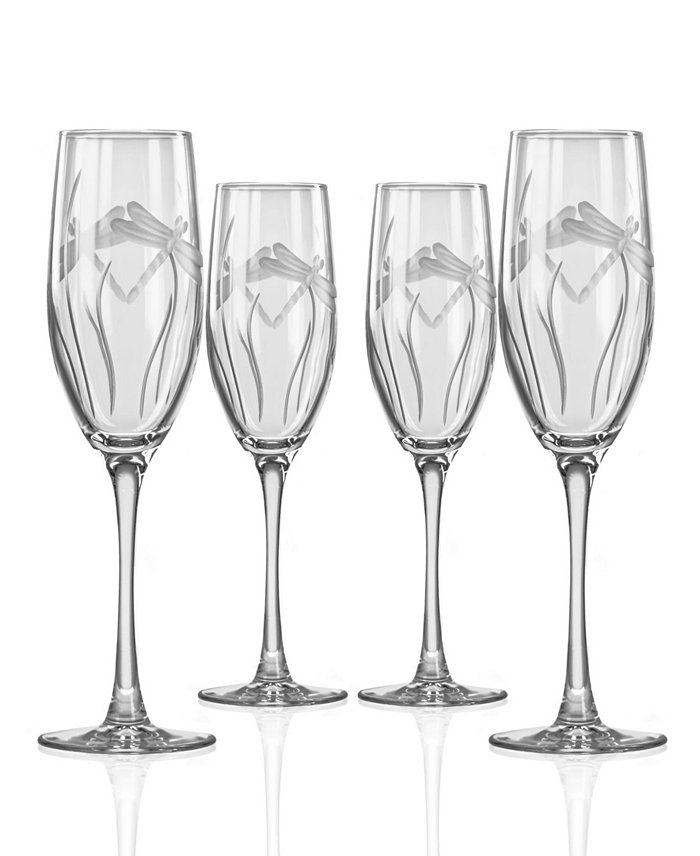 Rolf Glass Dragonfly Champagne Flute 8Oz - Set Of 4 Glasses