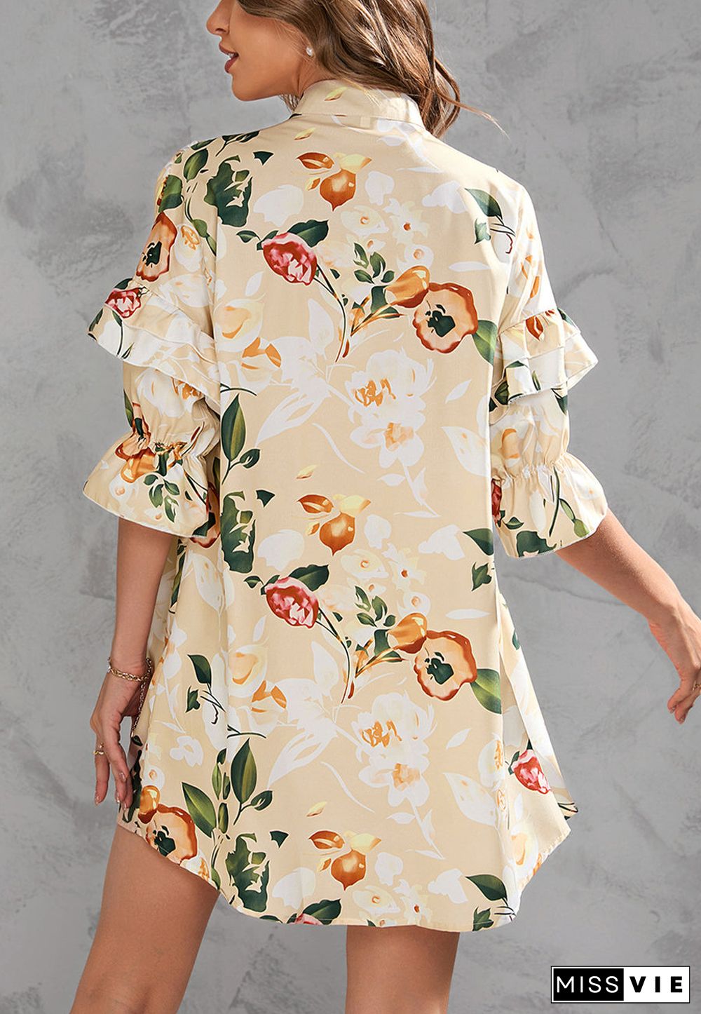 Printed Front Down Button Dress