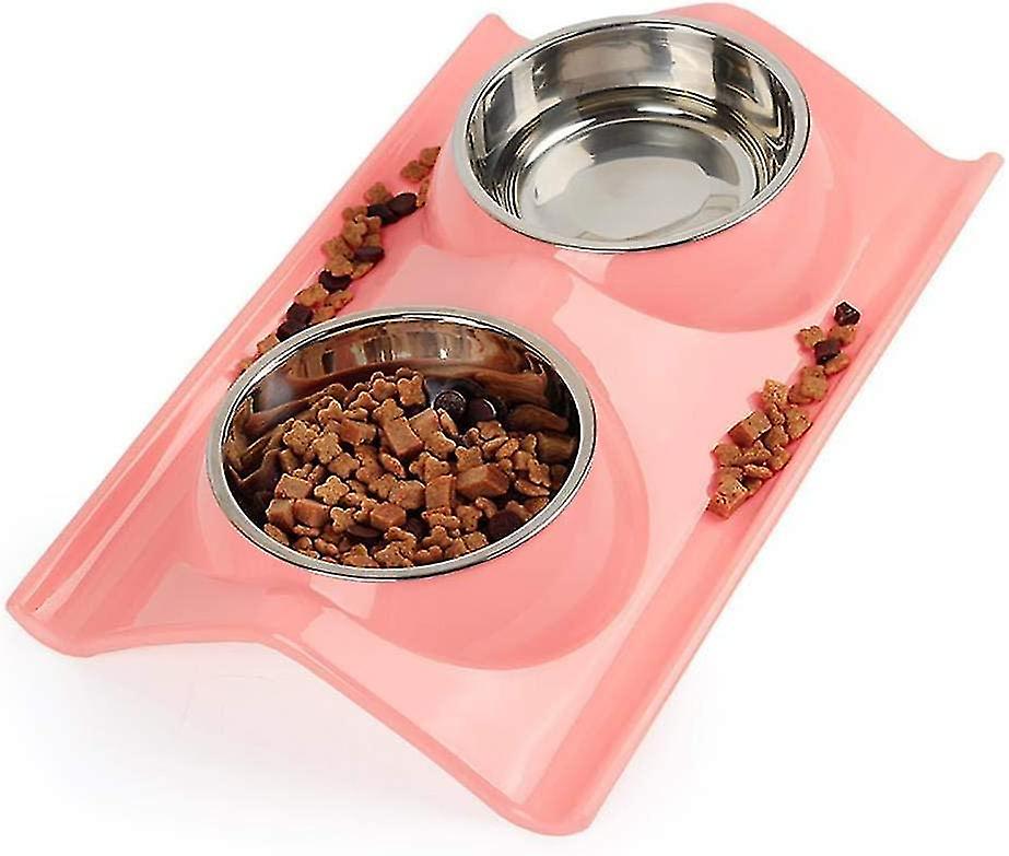 Double Bowl For Dog And Pets， Double Bowl For Cat In Stainless Steel， Pet Bowl Set