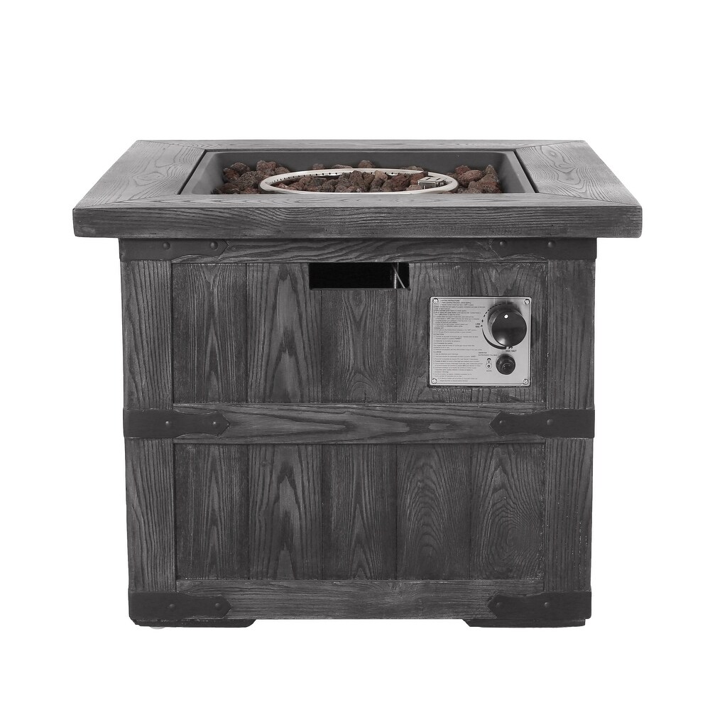 Finethy Outdoor Lightweight Concrete Outdoor 40 000 BTU Square Fire Pit by Christopher Knight Home